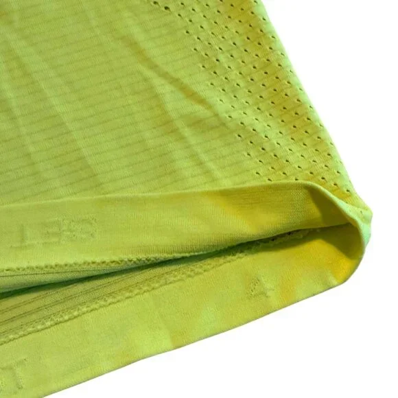 Size 4 Lululemon Train to be Short Sleeve Shirt Neon Electric Lemon Yellow - Picture 5 of 7